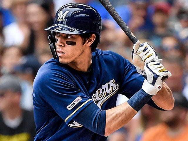 Christian Yelich lining up to Swing Christian Yelich lining up to Swing