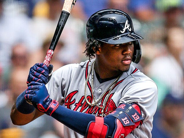 Ronald Acuna Jr. lining up his swing